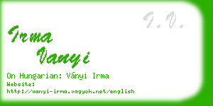 irma vanyi business card