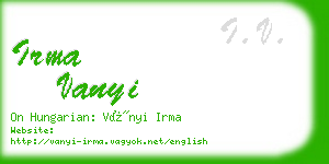 irma vanyi business card